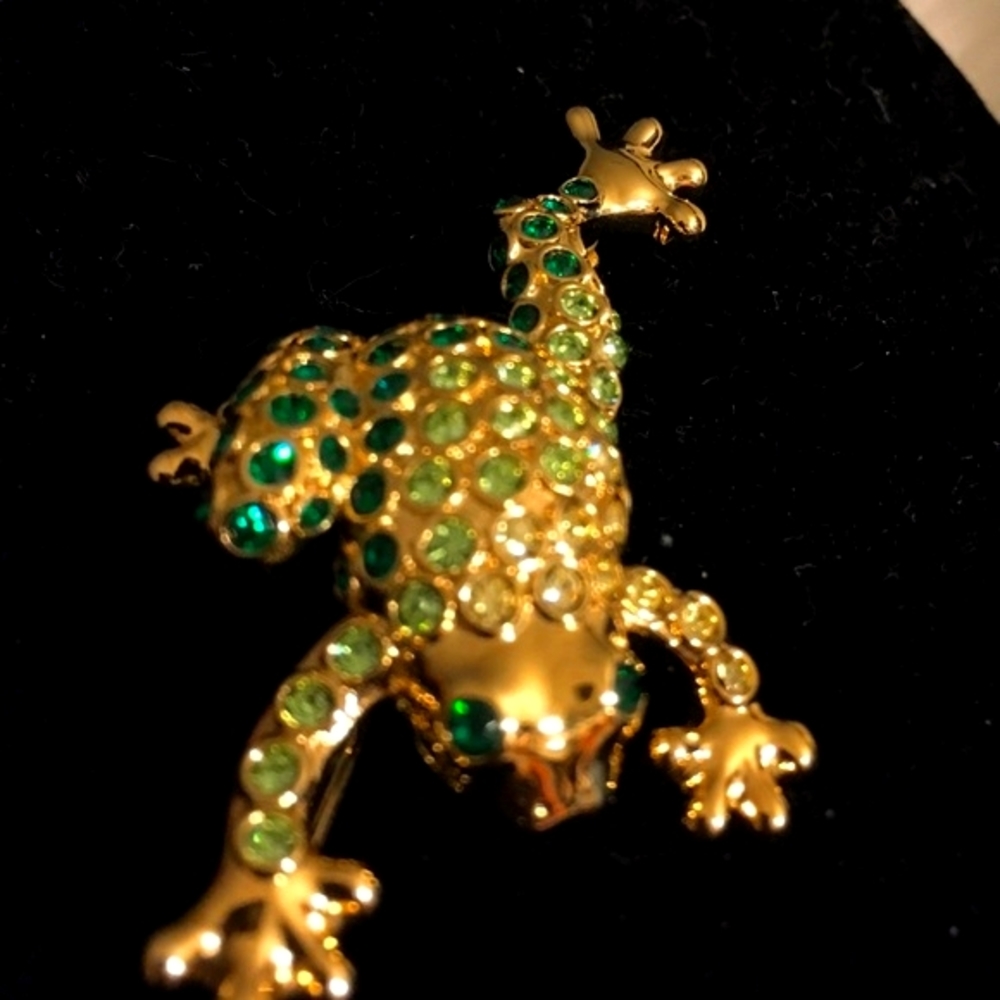 😎🎁❤️ vintage Money crystal Frog brooch  pin❤️🎁 - Picture 10 of 15